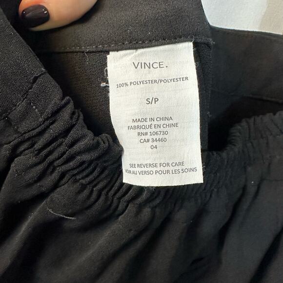 Vince Satin Piped Black Elastic Waist Jogger Pull On Relaxed Trouser Pant Small - Picture 2 of 8